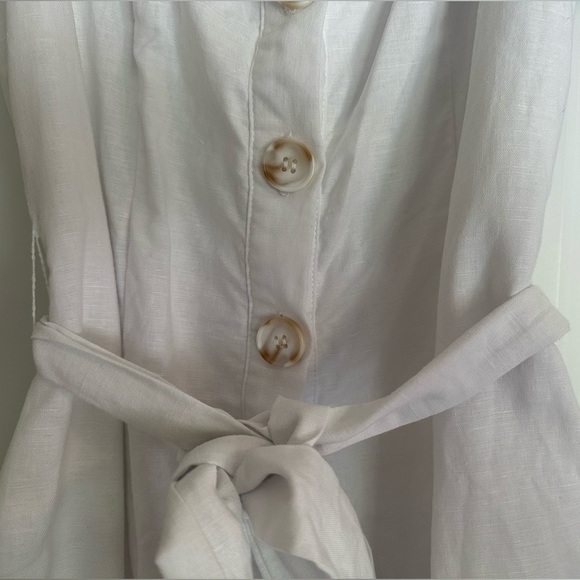 Charlie Holiday Cleo White Button-Front Puff Sleeve Culotte Jumpsuit XS - Picture 8 of 8